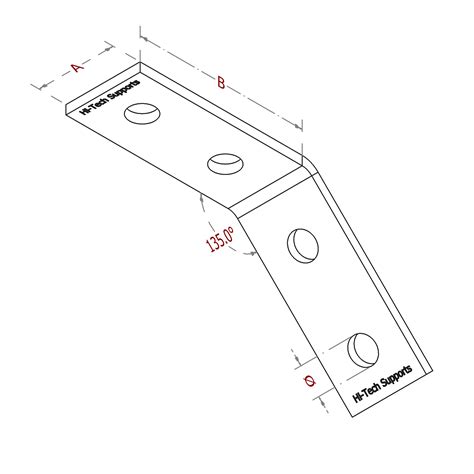 135 Degree 4 Hole Angle Bracket - HI TECH Supports