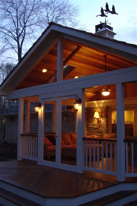 Striking Covered Patio with Gable Roof | Porch design, Screened porch designs, Patio design