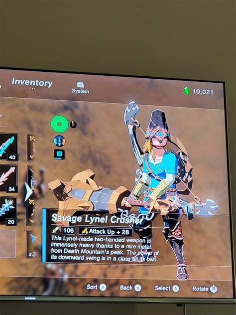 New weapon record! Farming lynel guts and scored this guy. : r/Breath ...