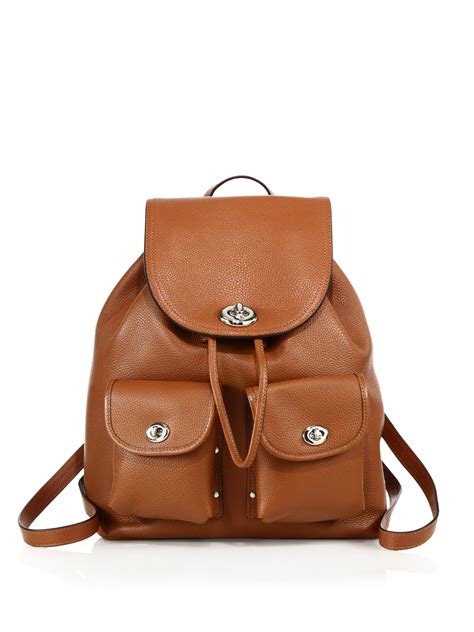 Coach Leather Turnlock Backpack in Brown | Lyst