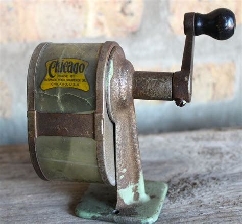 Chicago Hand Crank Pencil Sharpener (Green) by APSCO, c. 1920s - Made-in-Chicago Museum