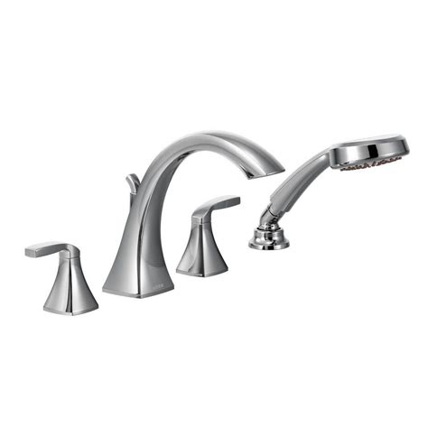 MOEN Voss 2-Handle High-Arc Roman Tub Faucet Trim Kit with Hand Shower in Chrome (Valve Not ...