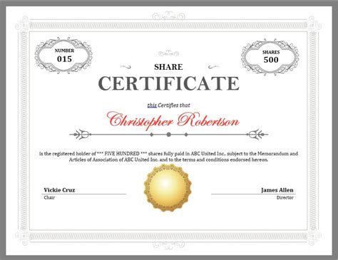 12 Free Sample Stock Shares Certificate Templates - Printable Samples