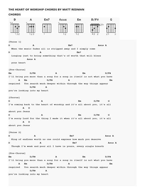 The Heart of Worship Chords by Matt Redman | PDF | Song Structure | Songs