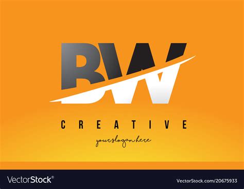 Bw b w letter modern logo design with yellow Vector Image