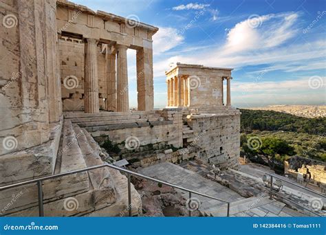 Temple of Athena Nike Propylaea Ancient Entrance Gateway Ruins Acropolis Athens - Greece, Nobody ...