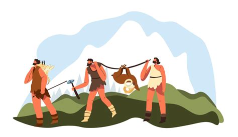 Hunting people of stone age walking with animals 17758255 Vector Art at ...