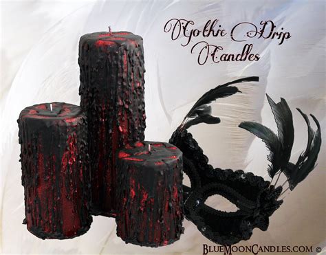 Black and Crimson #Gothic #Candles in our predripped style $19.95 BlueMoonCandles.com #drip # ...