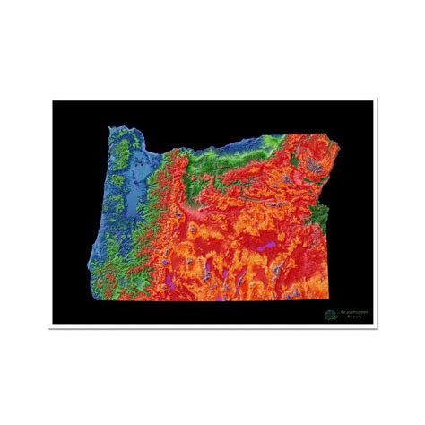 Elevation map of Oregon with black background - Fine Art Print in 2022 | Art prints, Fine art ...