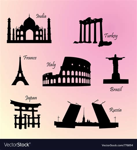 Landmarks countries of the world Royalty Free Vector Image