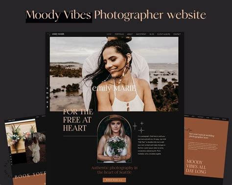 the website for photography is displayed in three different colors and ...