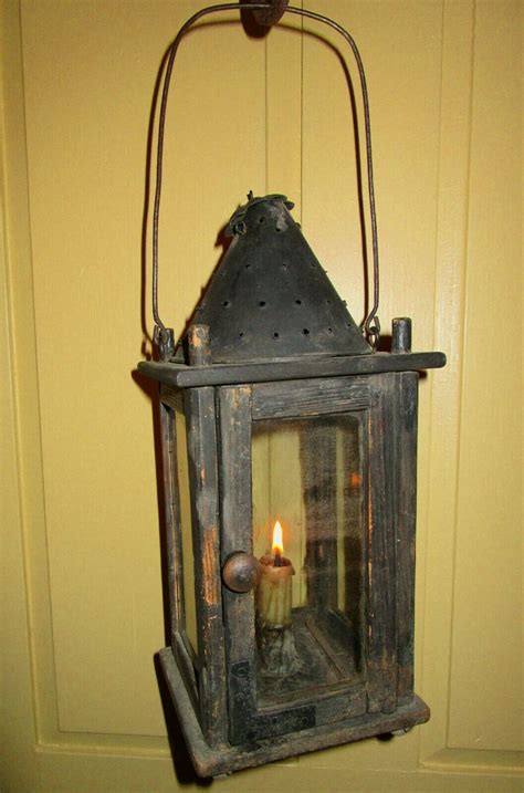 VERY RARE EARLY WOODEN CANDLE LANTERN FROM NANTUCKET ISLAND UNUSUAL TOP ...