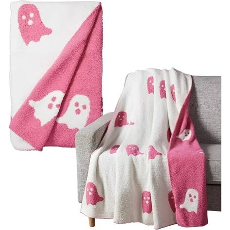 2023 Halloween Viral Pink Ghost Blanket Flannel Reversible Super Soft for All Seasons Blankets ...