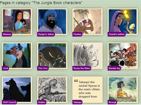 Jungle book characters Pg 2 | Jungle book characters, Jungle book, Childhood characters