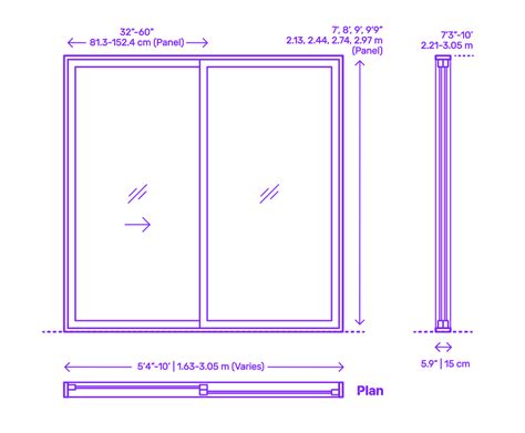 Multi-Slide Door - Stacking, 2 Panels Dimensions & Drawings | Dimensions.com