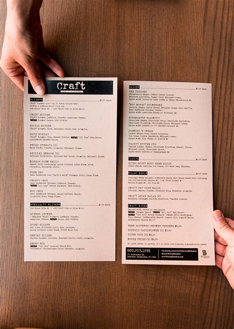 Art of the Menu: Craft Bar + Kitchen