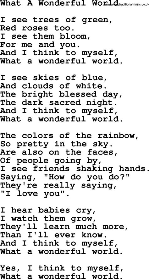 Willie Nelson song: What A Wonderful World, lyrics