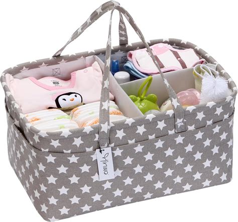 Hinwo Baby Diaper Caddy 3-Compartment Infant Nursery Tote Cestino di immagazzinaggio Portatile ...