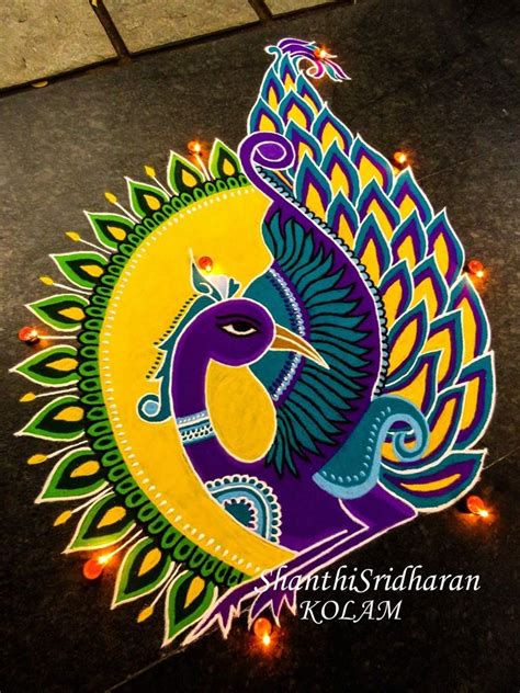 15 Peacock Kolam Rangoli Designs Ideas For Pongal 2024