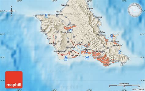 Shaded Relief Map of Nanakuli