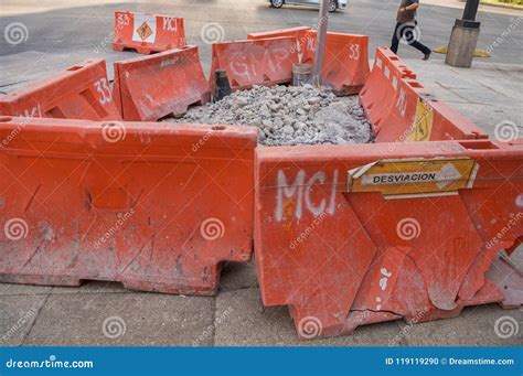 Plastic Structures in Orange Color Used As Safety Barriers during Construction Work. Stock Photo ...