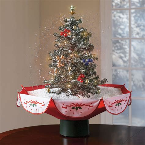 Snowing Holiday Tabletop Christmas Tree With Music | Christmas tree table decorations, Small ...