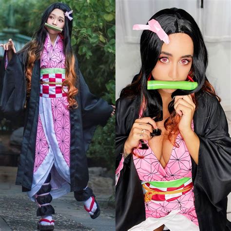 Nezuko Cosplay, Complete Demon Slayer Cloak, Full Anime Kimono Costume Set, Japanese Pattern ...