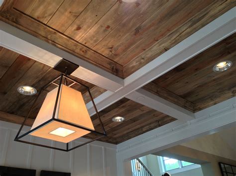 Pair an elegant box beam ceiling with rustic wood. Corrie's Notes: I took the photo at the 2013 ...