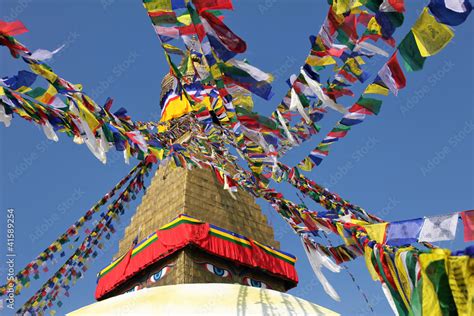 Prayer Flags at Bodunath Temple in Kathmandu Stock Photo | Adobe Stock