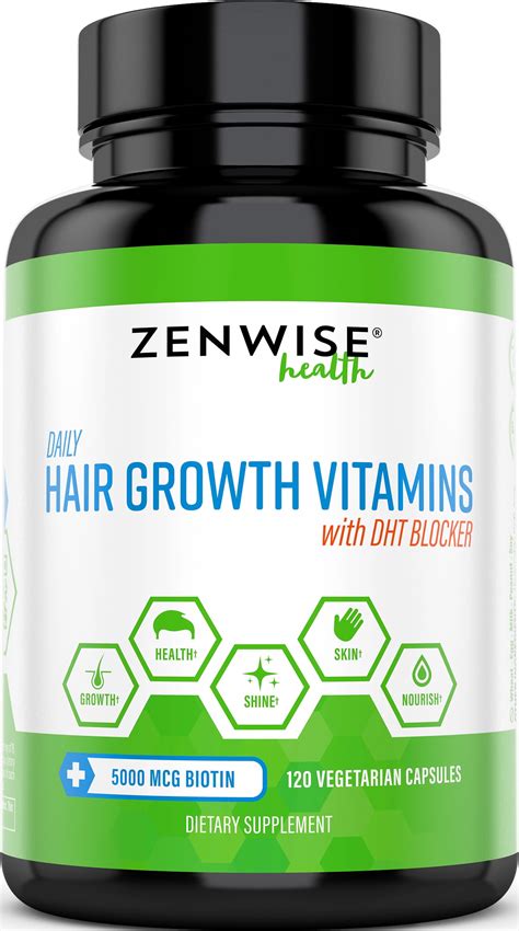 Zenwise Health, Hair Growth Vitamins Supplement - 5000 mcg Biotin & DHT Blocker Hair Loss ...