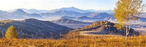 Premium Photo | Beautiful panoramic view of autumn nature mountain ...