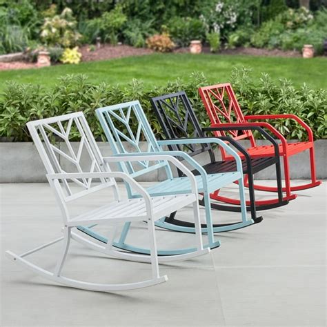 Mainstays Evry Bell Outdoor Metal Rocking Chair, White - Walmart.com - Walmart.com