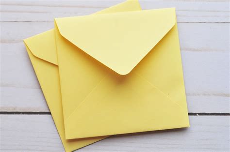 Mini Envelopes Light Yellow // Set of 10 // Square Envelopes