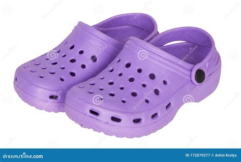 Children`s Purple Rubber Sandals Flip-flops, Slippers Isolated on the ...