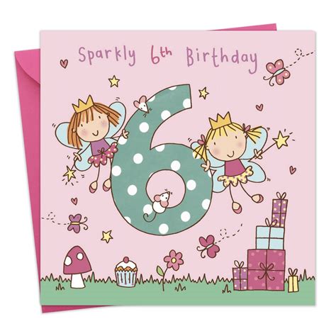 Buy Twizler 6th Birthday Card for Girl with Fairy Princess - Six Year ...