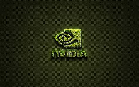 Nvidia logo, green art logo, floral art logo, Nvidia emblem, green carbon fiber texture, HD ...