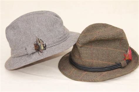 vintage wool tweed men's fedora hats, stingy brim fedoras, tweedy ...