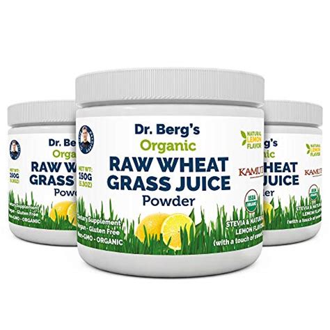 Dr. Berg's Organic Raw Wheat Grass Juice Powder with Kamut - Natural Lemon Flavor - Rich in ...