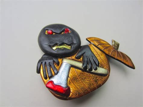 Halloween Pin Brooch Goblin in Pumpkin - Etsy