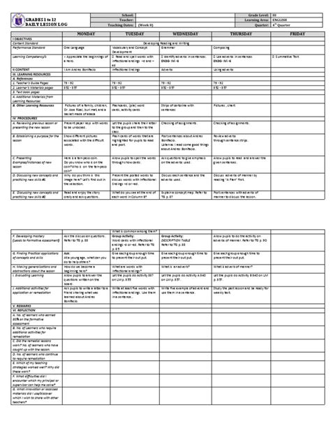 Grade 3 DLL English 3 Q4 Week 8 | PDF