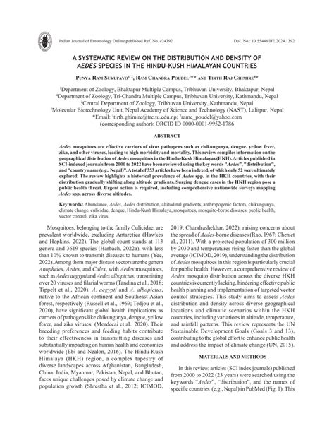 (PDF) A Systematic Review on the Distribution and Density of Aedes ...