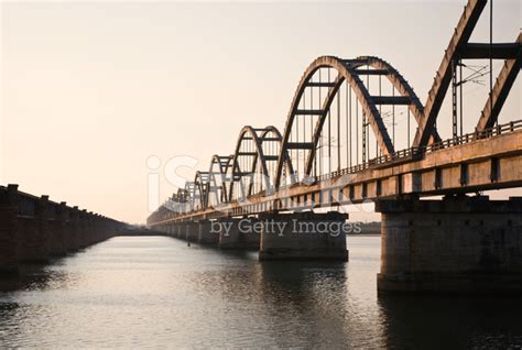 Railroad Bridge Over The Godavari River Stock Photo | Royalty-Free ...