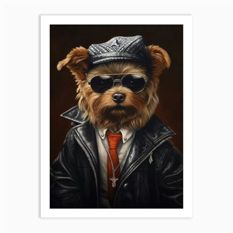 Gangster Dog Yorkshire Terrier 3 Art Print by Woof and Whiskers - Fy