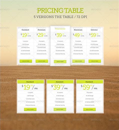 11+ Awesome PSD Pricing Table Templates