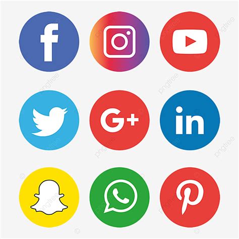 Set Social Media Vector PNG Images, Social Media Icons Set Logo, Social ...