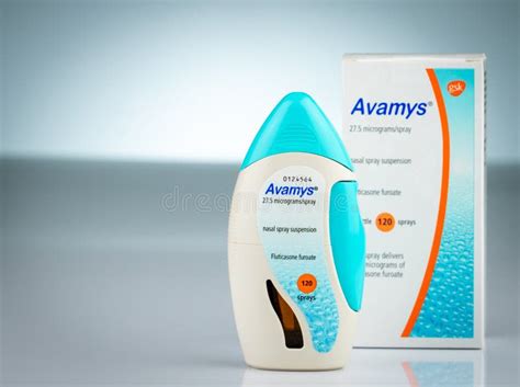 Avamys Nasal Spray Suspension. Fluticasone Nasal Spray Bottle. Steroid Nasal Spray Isolated on ...