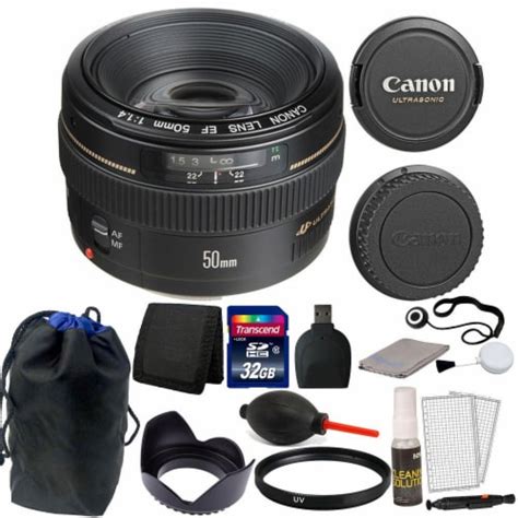 Canon Ef 50mm F/1.4 Usm Autofocus Lens + 32gb Accessories For T2i T3i C100 Xti, 1 - Fry’s Food ...