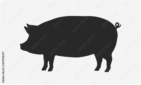 Vector pig silhouette. Pig silhouette icon isolated on white background ...