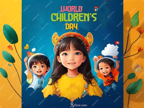 Premium PSD | Art illustration world children's day poster