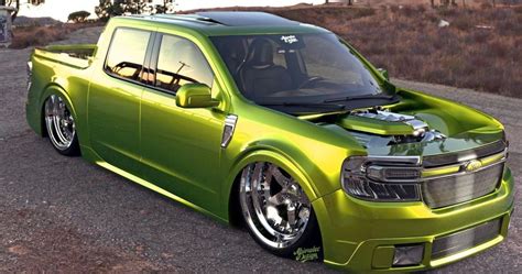 This Slammed Ford Maverick Gets Coyote V8 Power In An Insane New Rendering | Flipboard